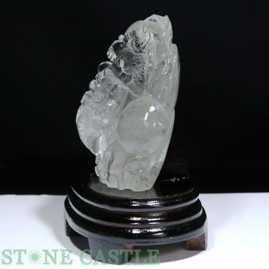 石流通センター 一点物 天然石 彫刻置物 龍 水晶 (台付) No.54 