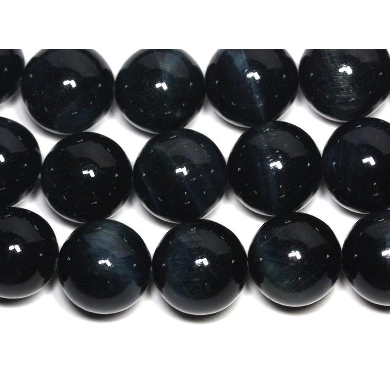 石流通センター 天然石 アクセサリー 丸ビーズ タイガーアイ (ブルータイガーアイ) (3A) 14mm (半連 ブレスレット約1本分) パワーストーン
