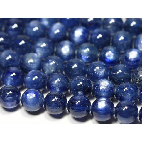石流通センター 丸ビーズ カイヤナイト(4A) ブラジル産 10mm (ブレスレット約1本分) 天然石 パワーストーン_1