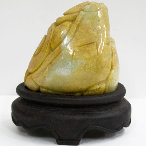 石流通センター 置物 翡翠 高級一点物 彫刻置物 本翡翠 (台付き) No.11