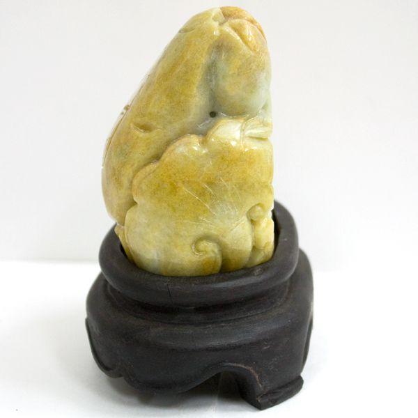 石流通センター 置物 翡翠 高級一点物 彫刻置物 本翡翠 (台付き) No.11