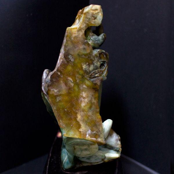 石流通センター 置物 翡翠 高級一点物 彫刻置物 本翡翠 (台付き) No.28