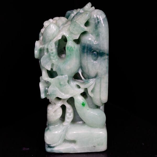 石流通センター 置物 翡翠 高級一点物 彫刻置物 本翡翠 (台無) No.42
