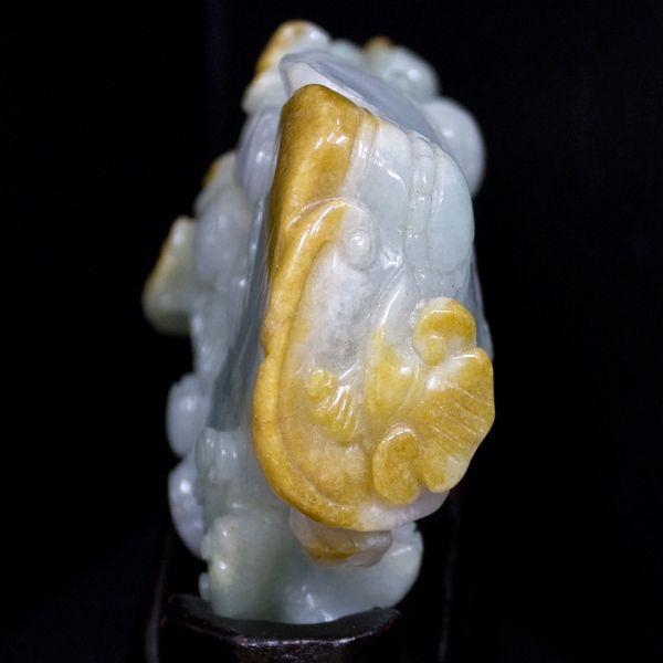 石流通センター 置物 翡翠 高級一点物 彫刻置物 本翡翠 (台付き) No.48