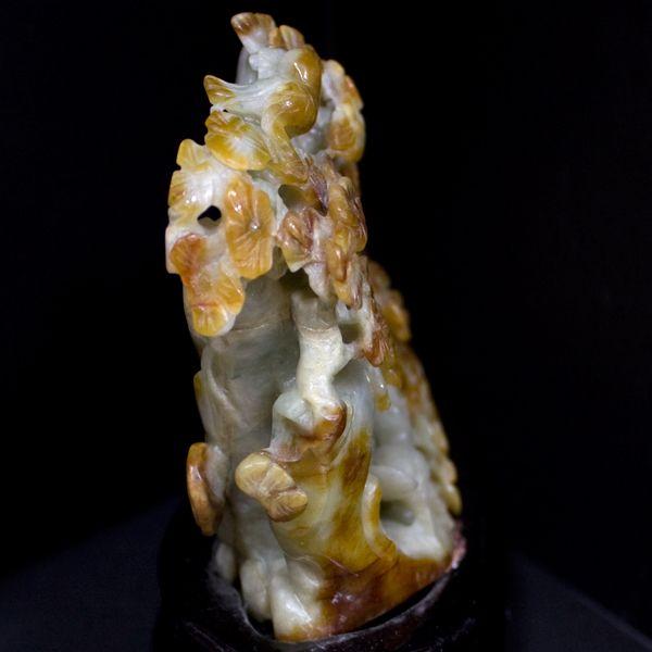 石流通センター 置物 翡翠 高級一点物 彫刻置物 本翡翠 (台付き) No.52