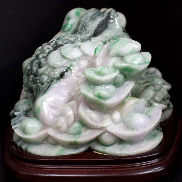 石流通センター 置物 翡翠 高級一点物 彫刻置物 本翡翠 (台付き) No.68