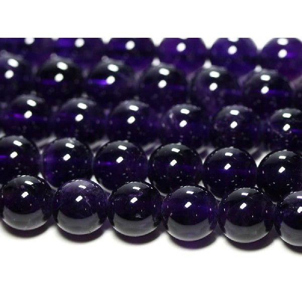 石流通センター 丸ビーズ アメジスト (最高級) 10mm (ブレスレット約1本分) 天然石 パワーストーン_1