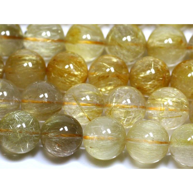 石流通センター 丸ビーズ ルチルクォーツ (6A) 12mm (ブレスレット約1本分) 天然石 パワーストーン_1
