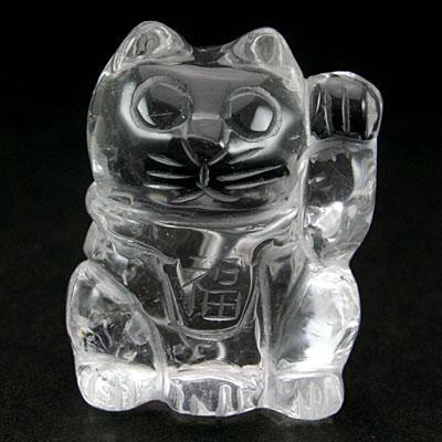 石流通センター 招き猫 金運 縁起物 彫刻置物 水晶・福 約 石流通センター 招き猫 金運 縁起物 彫刻置物 水晶・福 約