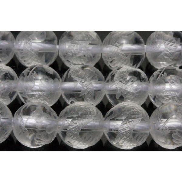石流通センター 彫刻ビーズ 水晶 8mm (素彫り) 五爪龍 (一連売り) 天然石 パワーストーン
