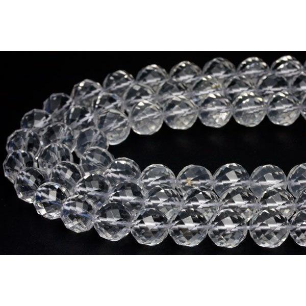 石流通センター カットビーズ 天然水晶ラウンドウェーブカット 12mm 天然石 パワーストーン