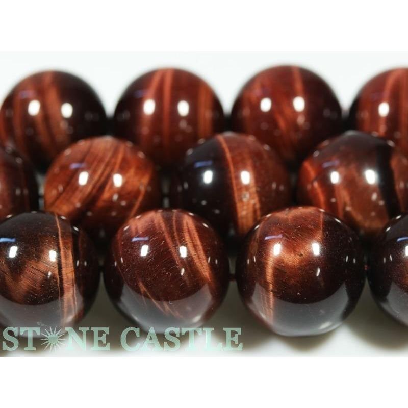 天然石 アクセサリー 丸ビーズ タイガーアイ (レッドタイガーアイ) (3A) 20mm (ブレスレット約1本分) パワーストーンの画像