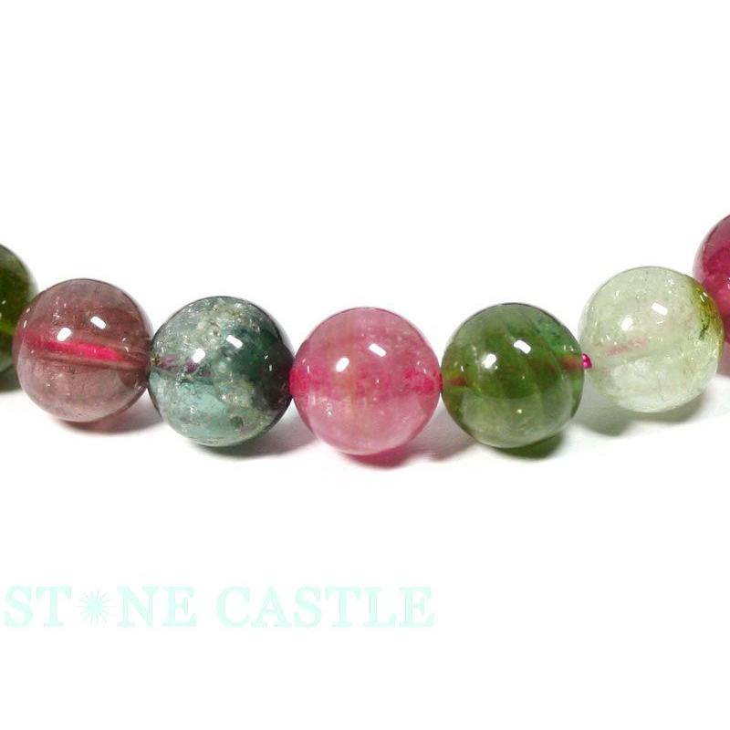 石流通センター 高級一点物 ブレスレット トルマリン ミックスカラー(6A) No.10 (約8mm)(ケース付) 天然石 パワーストーンの画像