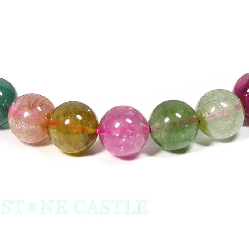 石流通センター 高級一点物 ブレスレット トルマリン ミックスカラー(6A) No.10 (約8mm)(ケース付) 天然石 パワーストーンの画像