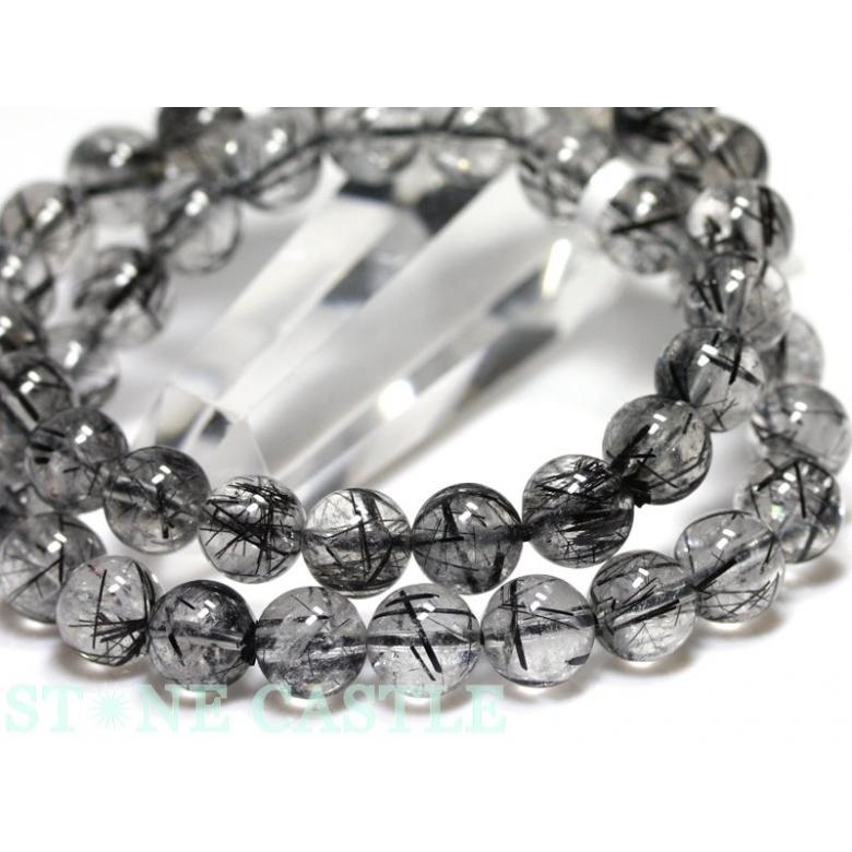 高品質 ブラックルチルクォーツ ブレスレット 約11.5mm ① 【公式通販】
