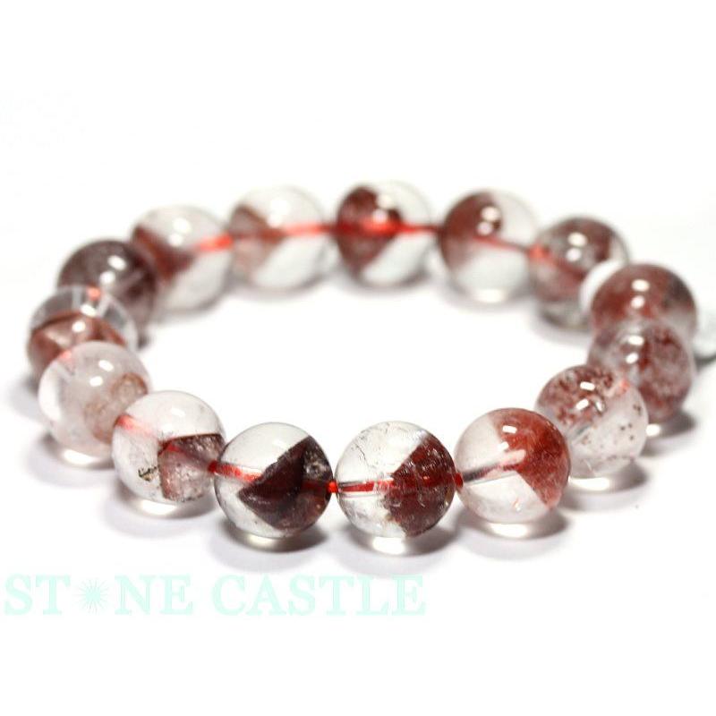 ゲーサイトインクォーツ×レッドファントムクォーツ　14KGF ブレスレット レッドファントムクォーツ ブレスレット 15-16mm #PF021