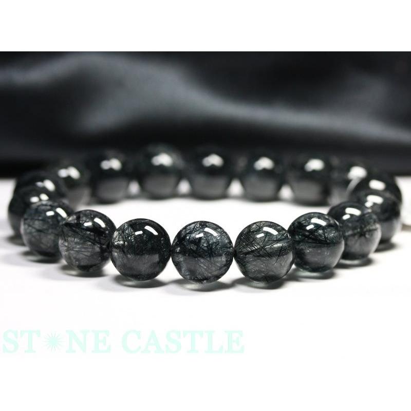 高品質 ブラックルチルクォーツ ブレスレット 約11.5mm ① 【公式通販】