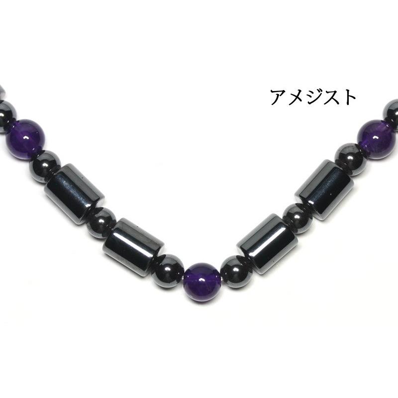 石流通センター ネックレス 磁気ヘマタイト 円柱 (約6x8mm) 天然石