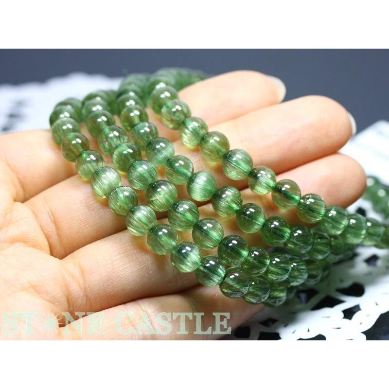 高品質 虹入】ガーデンクォーツ ブレス 約14㎜ 内周19㎝ セール開催