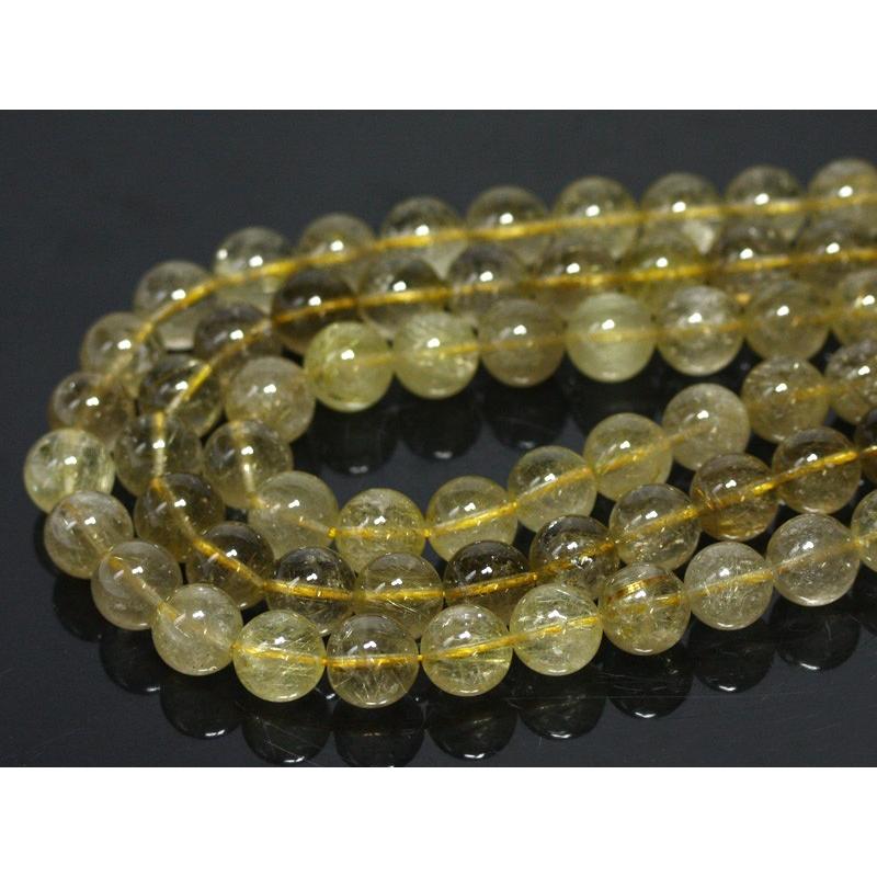 石流通センター 丸ビーズ ルチルクォーツ(3A) 12mm (ブレスレット約1本