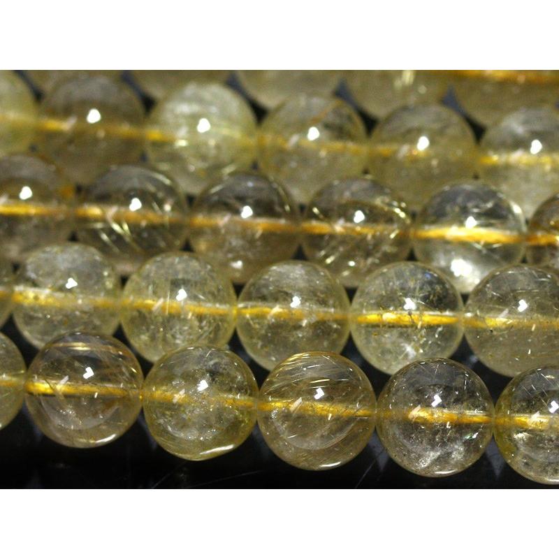 石流通センター 丸ビーズ ルチルクォーツ(3A) 12mm (ブレスレット約1本分) 天然石 パワーストーン_1
