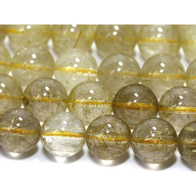 石流通センター 丸ビーズ ルチルクォーツ(3A) 12mm (ブレスレット約1本分) 天然石 パワーストーン_2
