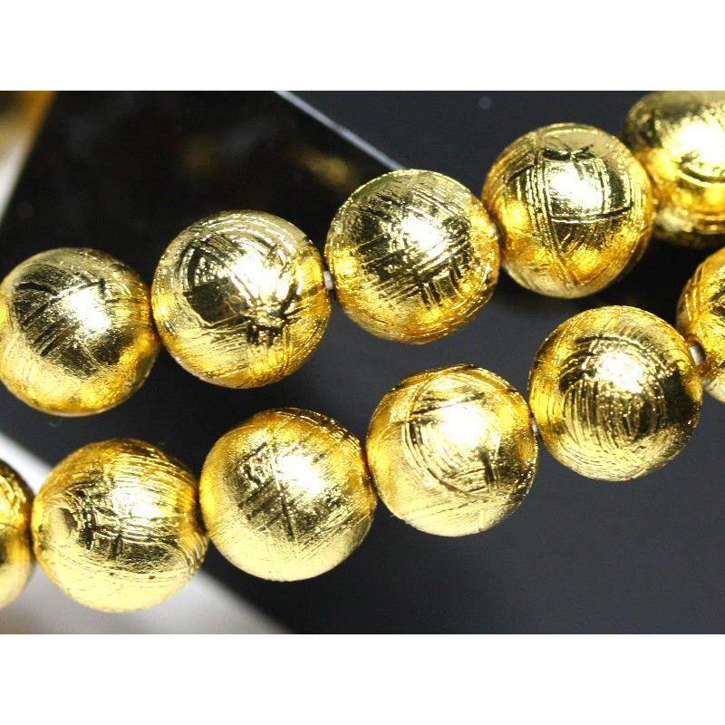 石流通センター 高品質 ブレスレット ギベオン隕石(ゴールデン) (約8〜8.5mm) (鑑別済) (ケース付) 天然石 パワーストーンの画像