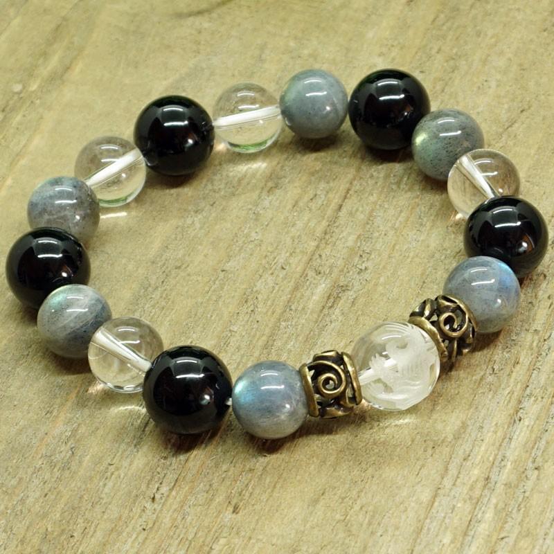 セール！白虎水晶 ラブラドライト 水晶 オニキスの組み合わせ