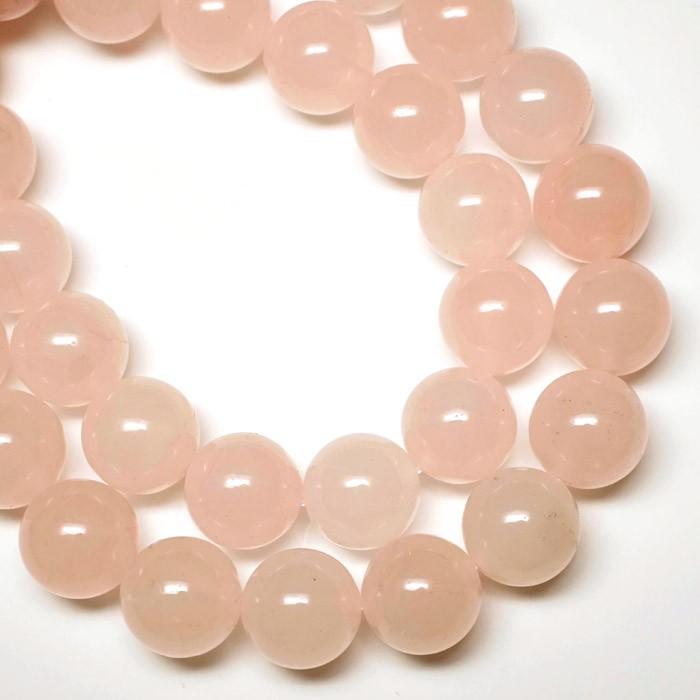 ローズクォーツ（紅水晶）AA 10mm丸玉 穴あり 20粒売り 約半連分