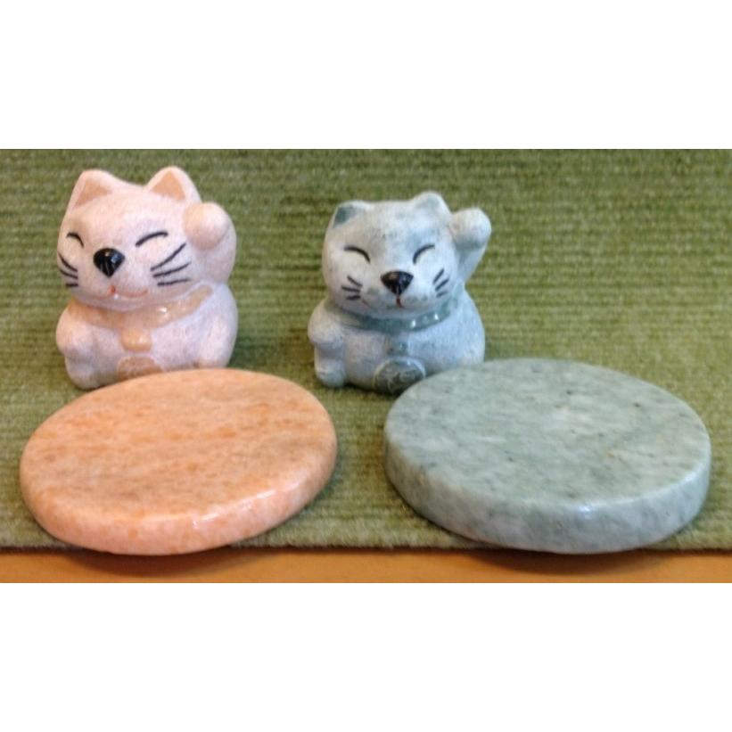 招き猫 まねきねこ 台付 大理石製品 ストーン インテリア 置物 商売