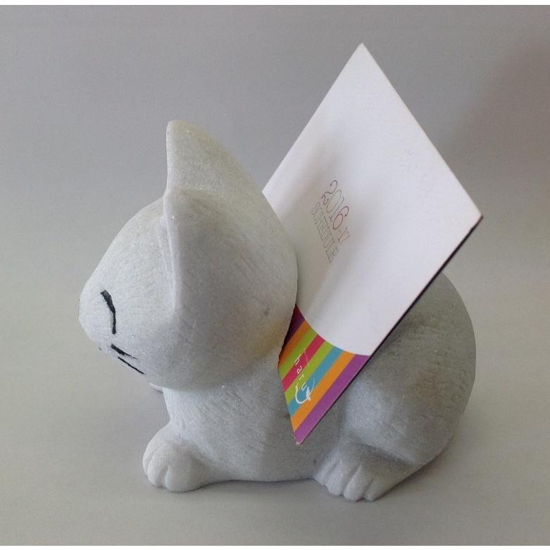 ねこ 白 石材彫刻品 猫のインテリアストーン置物 石製品 : 山岸