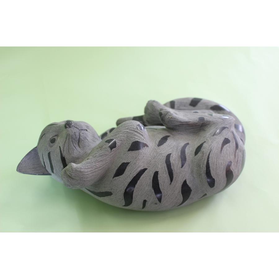 ねこ 可愛いく愛らしいジャレ猫 御影石製品 石材彫刻品 ネコの
