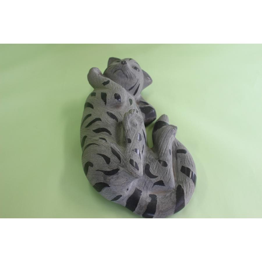 ねこ 可愛いく愛らしいジャレ猫 御影石製品 石材彫刻品 ネコの