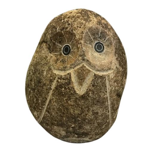 癒しのふくろう1 石材彫刻品 天然石フクロウのガーデニングストーン