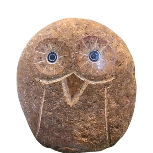 癒しのふくろう3 石材彫刻品 天然石フクロウのガーデニング