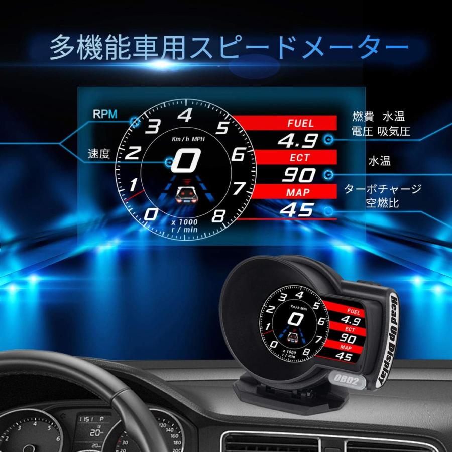 Ikikin 車用 スピードメーター ヘッドアップディスプレイ Hud Obd2 Dc12v タコメーター Ledスクリーン 多機能デジタルメーター 6つのディスプレイモード 水温計 B07y3bshf9 S T Online 通販 Yahoo ショッピング