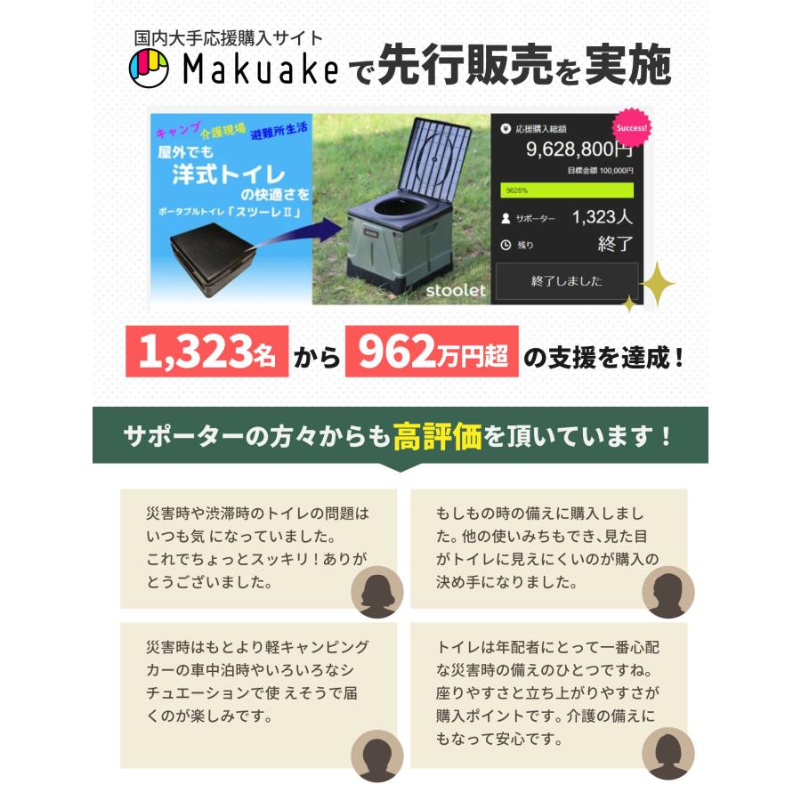 スツーレ【防災グッズ大賞2025】 簡易トイレ 災害用トイレ ポータブルトイレ 防災 アウトドア 非常用 折りたたみ 携帯 stoole  (排便袋&凝固剤付き) |  | 04