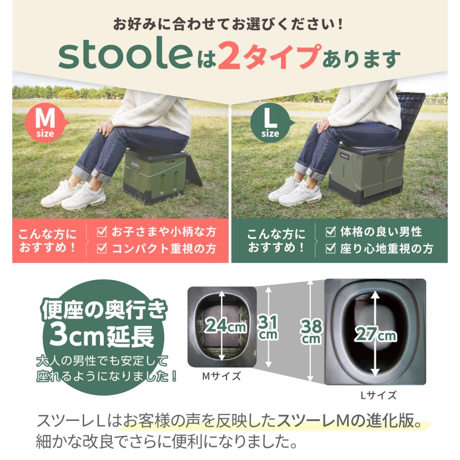 スツーレ【防災グッズ大賞2025】 簡易トイレ 災害用トイレ ポータブルトイレ 防災 アウトドア 非常用 折りたたみ 携帯 stoole  (排便袋&凝固剤付き) |  | 08