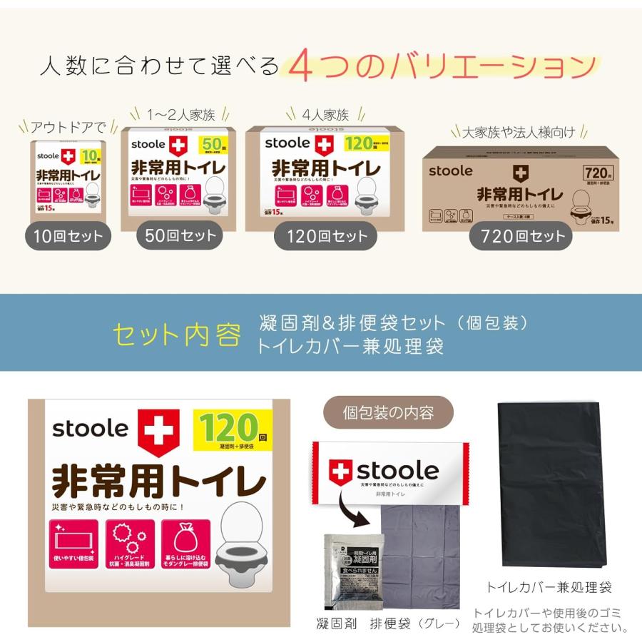スツーレ 【防災グッズ大賞2025】 個包装 非常用トイレ 凝固剤 携帯トイレ 防災 簡易トイレ/非常用 防災グッズ 15年保存 stoole |  | 06