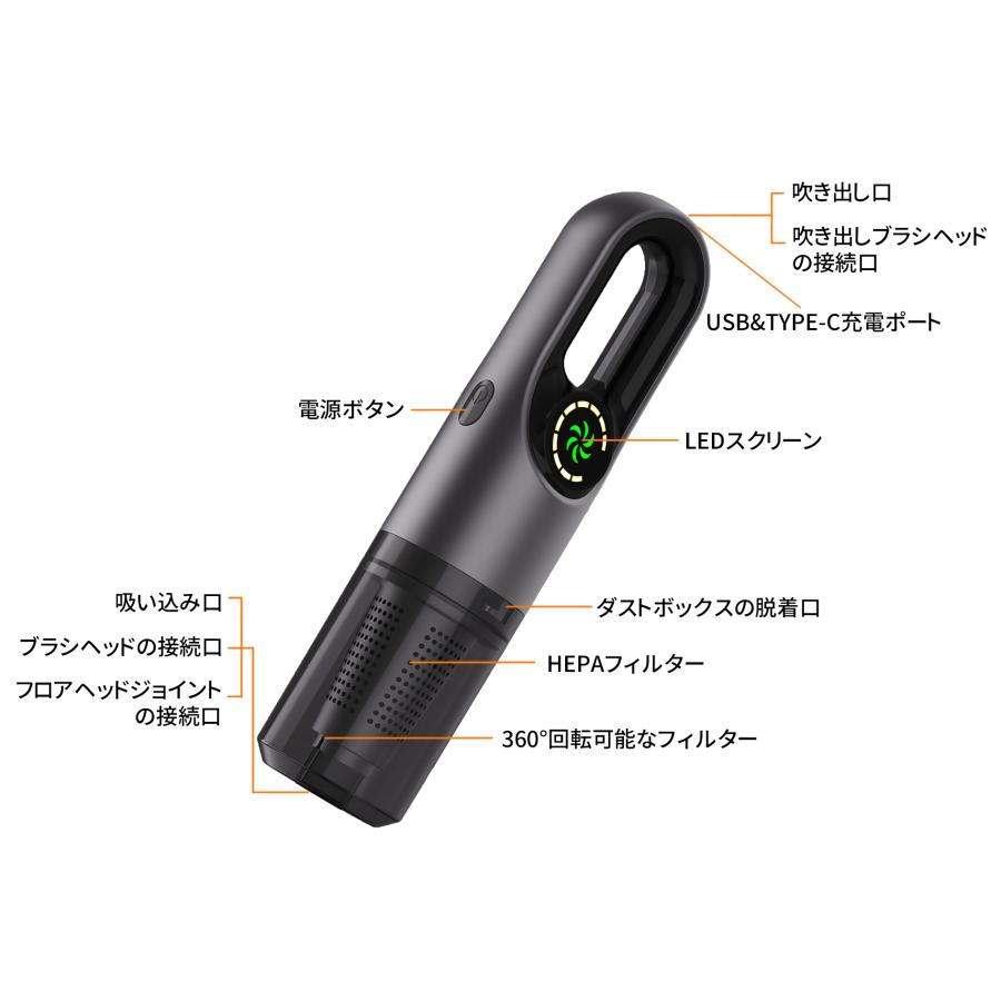 掃除機❣️コードレス45000pa超強力吸引 超軽量 サイクロン 50分連続稼働 楽天市場】掃除機 コードレス ハンディ 45000pa吸引力 強力吸引 6IN1