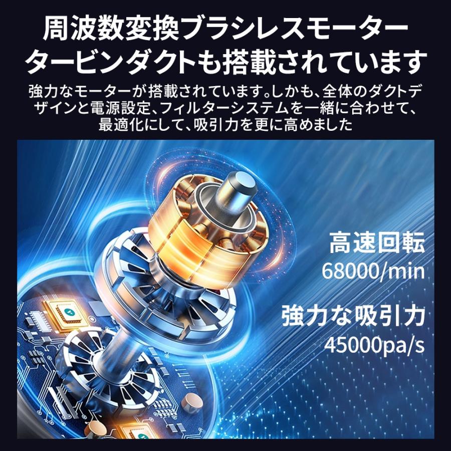 掃除機 コードレス 充電式 強力吸引 人気 サイクロン式 45000Pa 軽量