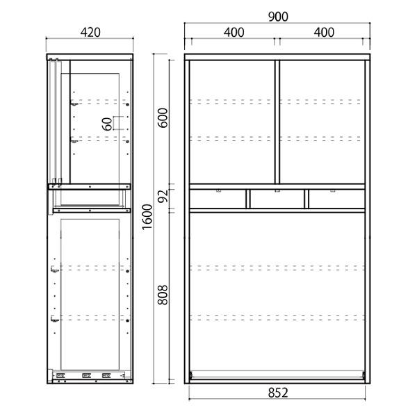 食器棚 収納 ダイニングボード カップボード 幅90cm 和風 おしゃれ 開梱設置無料｜store-anju｜03