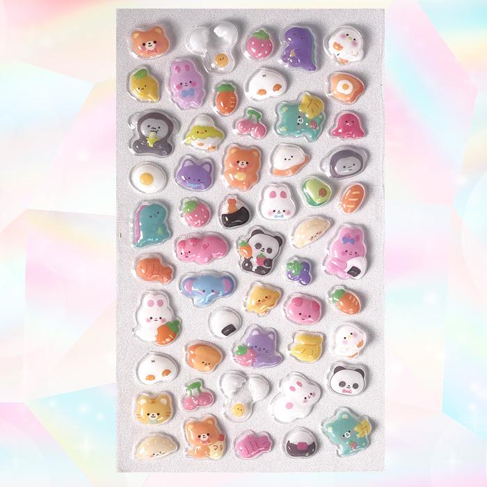 4枚セット☆ぷくぷくシール】 ぷくぷく シール 立体シール 女の子