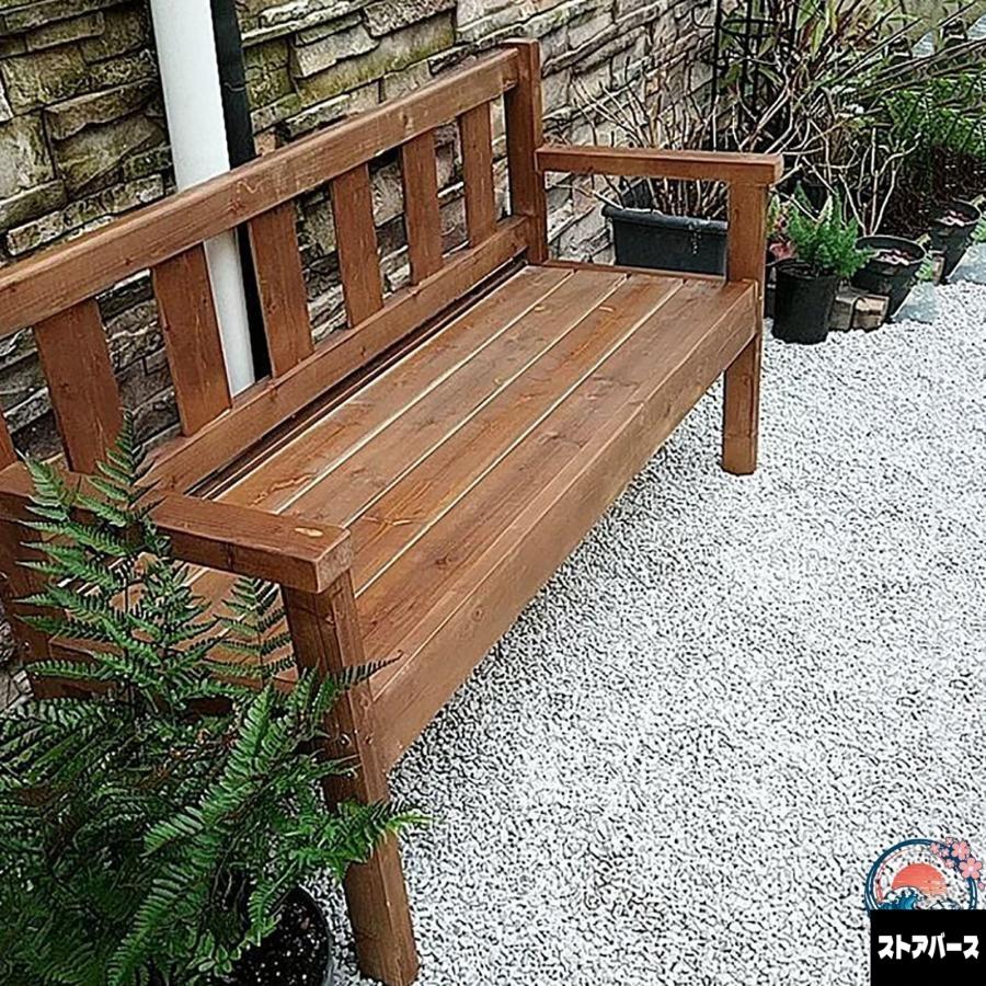 ガーデンチェア ベンチ 木製ガーデンベンチ 背もたれと肘掛け付き屋外ベンチ 2人用パティオベンチ 耐候性 素朴なカントリーデザイン 公園庭のパティオデッキの芝_4