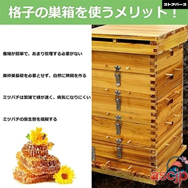 蜜蜂巣箱 ミツバチ 巣箱 重箱式 養蜂箱 杉材 蜂ハイブ 格子箱 煮蝋 蜜蜂飼育箱 巣枠不要 自然造蜜 防水性と防食性 5階/5窓