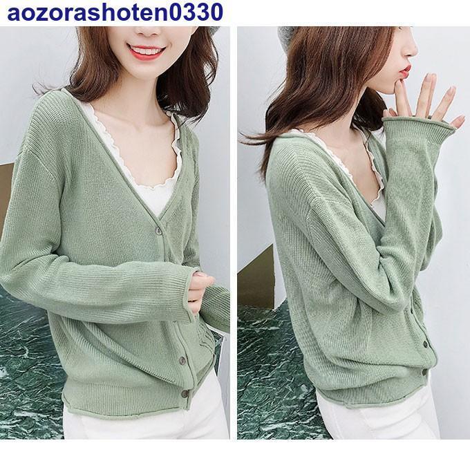 カーディガン ニット Vネック 秋 ゆったり ザックリ 薄手 可愛い おしゃれ 着やせ カジュアル きれい 冬 韓国 ファッ | ブランド登録なし | 12