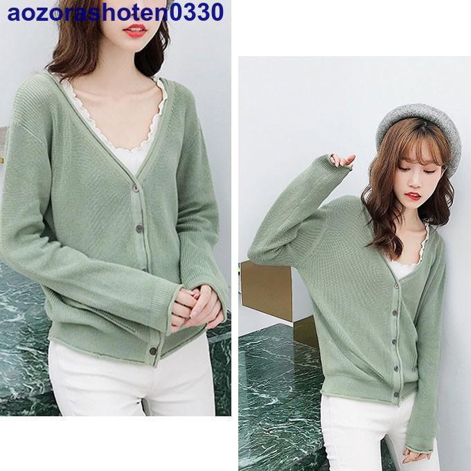 カーディガン ニット Vネック 秋 ゆったり ザックリ 薄手 可愛い おしゃれ 着やせ カジュアル きれい 冬 韓国 ファッ | ブランド登録なし | 13