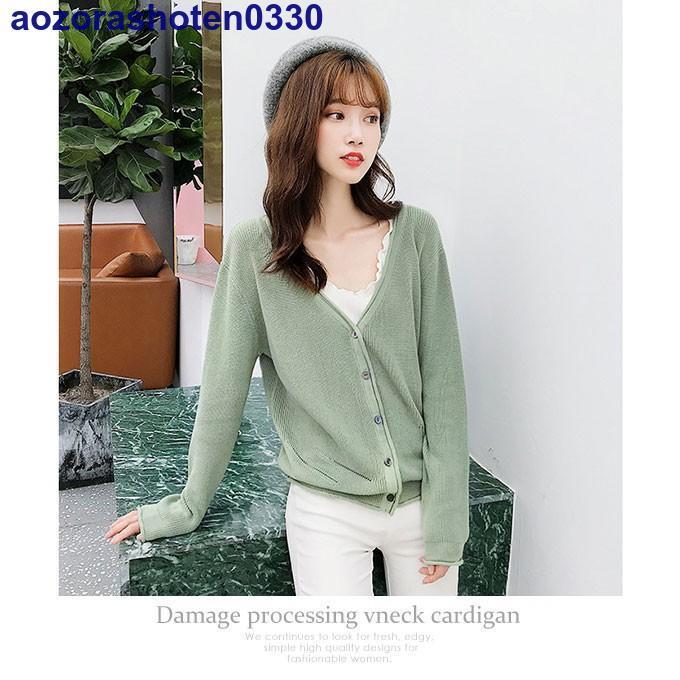 カーディガン ニット Vネック 秋 ゆったり ザックリ 薄手 可愛い おしゃれ 着やせ カジュアル きれい 冬 韓国 ファッ | ブランド登録なし | 04