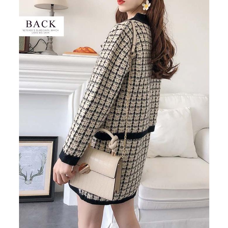 ニット セットアップ レディース ワンピース カーディガン 重ね着 チェック柄 秋冬 結婚式 アンサンブル 長袖 アウター ショート ノースリーブ Tsg0 Candyz Pro 通販 Yahoo ショッピング