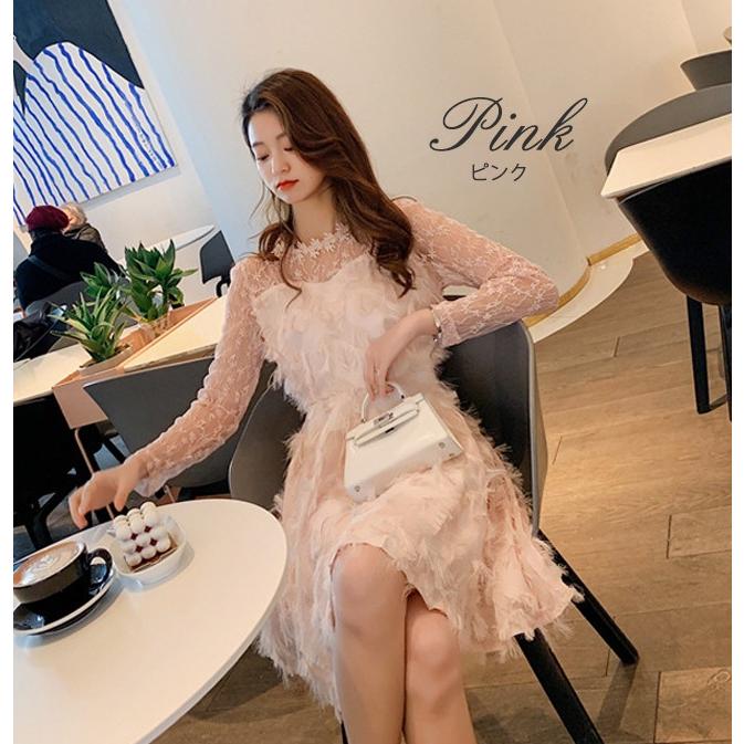 パーティードレス 袖あり 長袖 シースルー レース Aライン フレア ミディアム レディース フォーマル ワンピース ホワイト ブラック ピンク 春秋 Tasg0 Candyz Pro 通販 Yahoo ショッピング